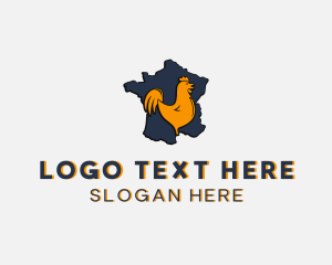 French - Rooster Chicken Map logo design