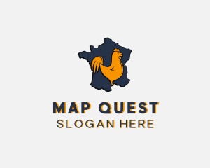 Rooster Chicken Map logo design