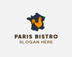 Rooster Chicken Map logo design