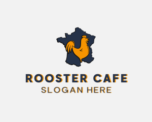 Rooster Chicken Map logo design