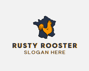 Rooster Chicken Map logo design