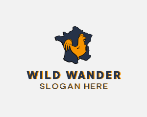 Rooster Chicken Map logo design