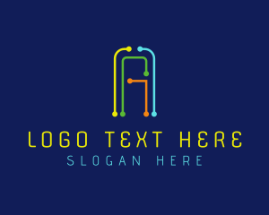 Color - Multicolor Wire Letter A logo design
