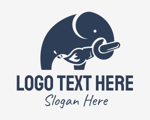 Jungle - Elephant Painter Paintbrush logo design