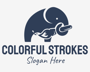 Painter - Elephant Painter Paintbrush logo design