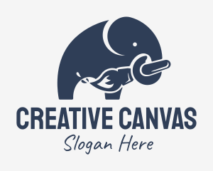 Artsy - Elephant Painter Paintbrush logo design