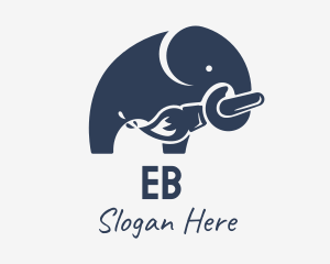 Zoo - Elephant Painter Paintbrush logo design