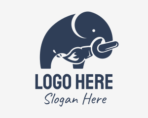 Elephant Painter Paintbrush logo design