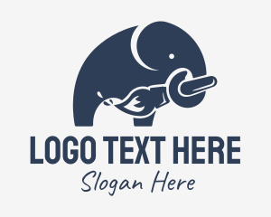 Elephant Painter Paintbrush logo design