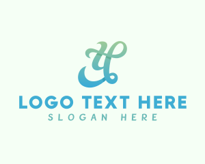 Gradient Cursive Letter Y logo design