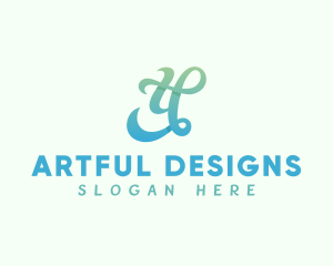 Gradient Cursive Letter Y logo design