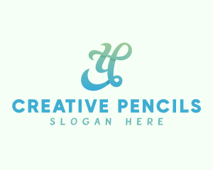 Gradient Cursive Letter Y logo design