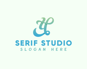 Serif - Gradient Cursive Letter Y logo design