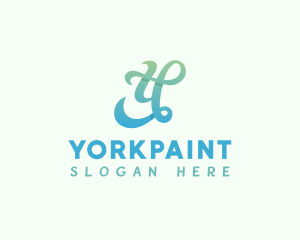 Gradient Cursive Letter Y logo design