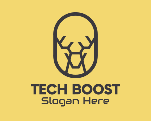 Tech Polygon Reindeer logo design