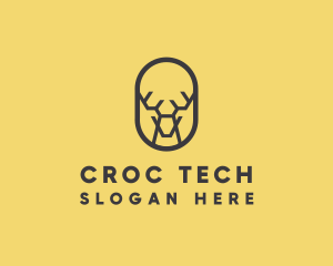 Tech Polygon Reindeer logo design