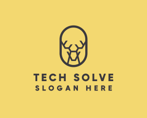 Tech Polygon Reindeer logo design