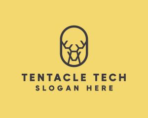 Tech Polygon Reindeer logo design