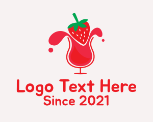 Produce - Strawberry Cocktail Glass logo design