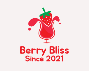 Berries - Strawberry Cocktail Glass logo design