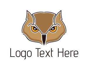 Brown Bird - Owl Bird Wildlife logo design