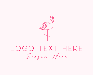 Feathers - Pink Flamingo Hat logo design