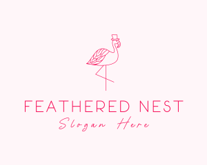 Feathers - Pink Flamingo Hat logo design