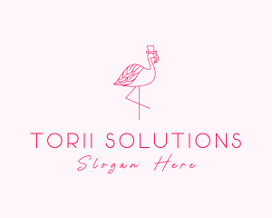 Pink Flamingo Hat logo design