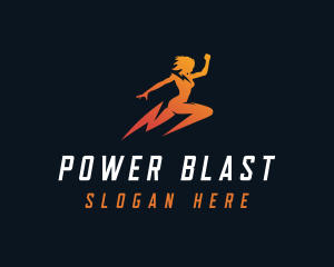 Power Lightning Woman logo design