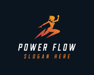 Power Lightning Woman logo design