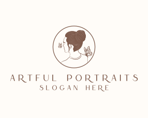 Portrait - Butterfly Woman Stylist logo design