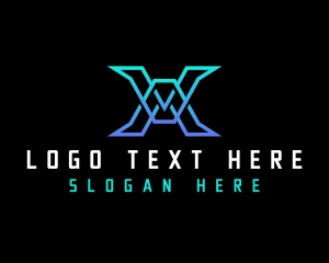 Biotech - Tech Cyber Gaming Letter V logo design