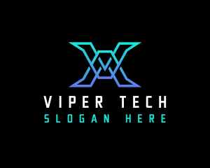 Tech Cyber Gaming Letter V logo design