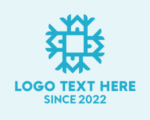 Freeze - Snowflake House Christmas logo design
