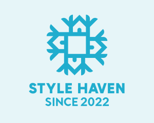 Skiing - Snowflake House Christmas logo design