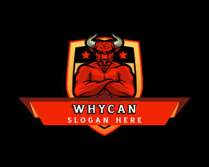 Bodybuilder - Masculine Angry Bull logo design