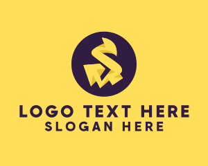Transmission Line - Yellow Electric Letter S logo design