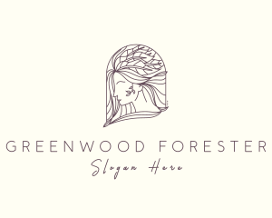 Forest Woman Face logo design