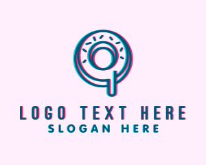 Glitch - Anaglyph Donut Sprinkle logo design