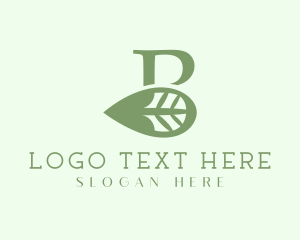 Organic Leaf Letter B Logo