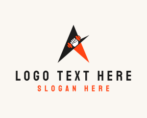 Trainer - Hand Dumbbell Letter A logo design
