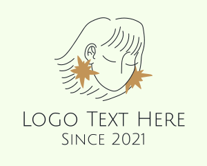 Girl - Woman Sparkle Earrings logo design