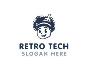 Retro Afro Curl Boy logo design