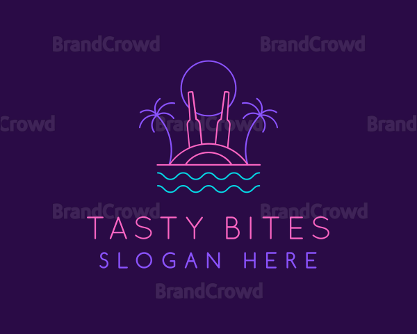 Beach Party Neon Light Logo