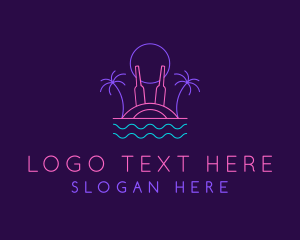 Liquor - Beach Party Neon Light logo design