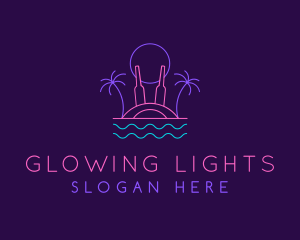 Beach Party Neon Light logo design