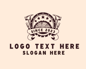 Log - Wood Carpentry Tools logo design