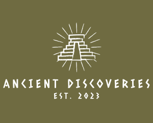 Archaeologist - Aztec Temple Line Art logo design