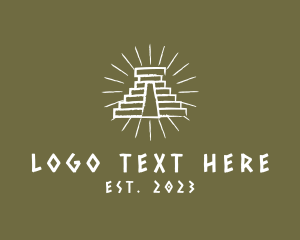 Archaeology - Aztec Temple Line Art logo design