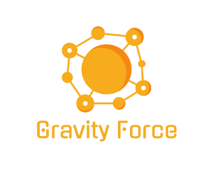 Gravity - Orange Science Molecule logo design